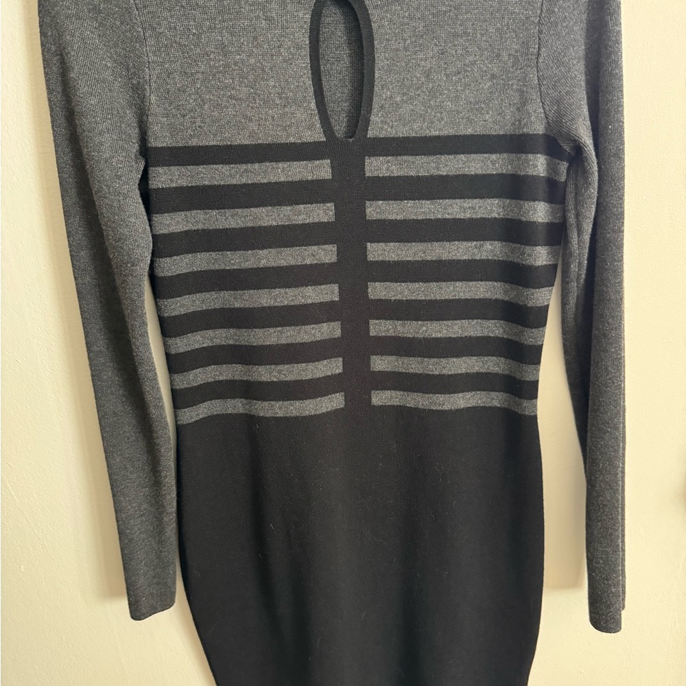 Max Studio Gray and Black Long Sleeve Dress